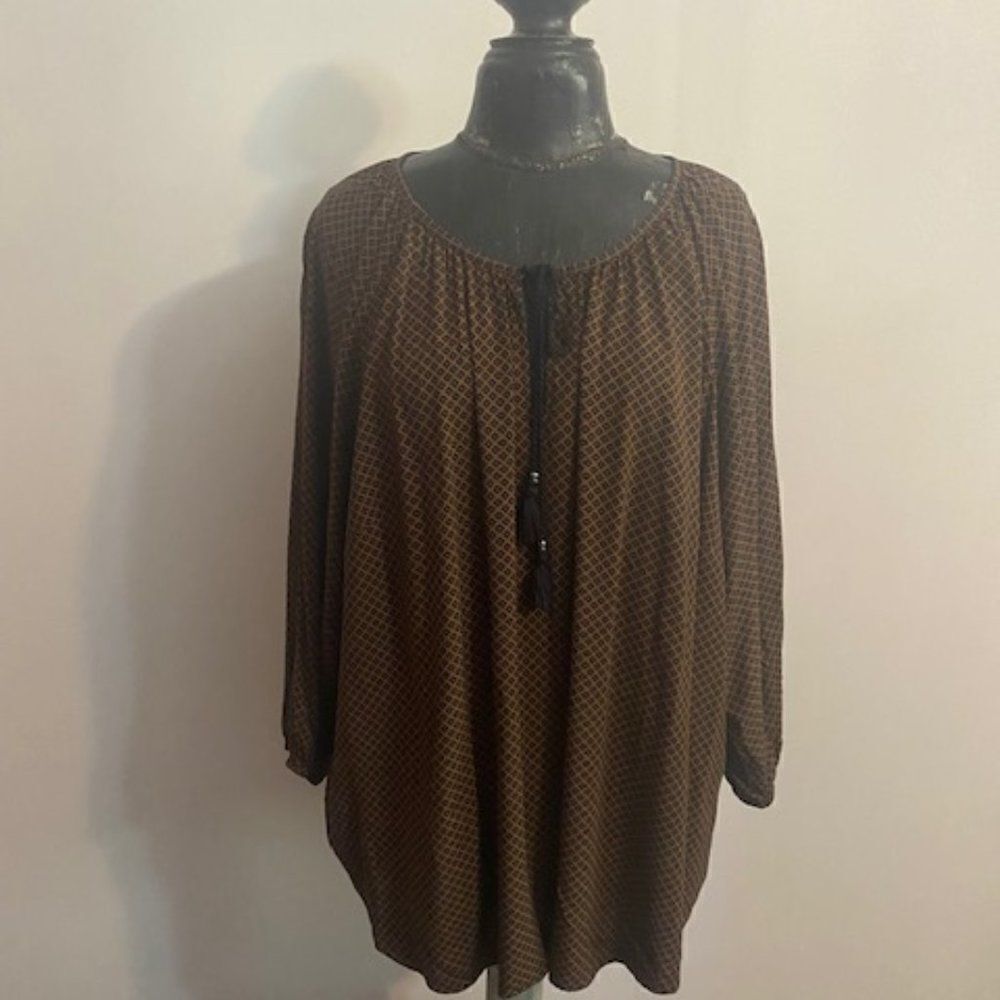 Prescott New York Black/Brown diamond pattern tunic, size 2X